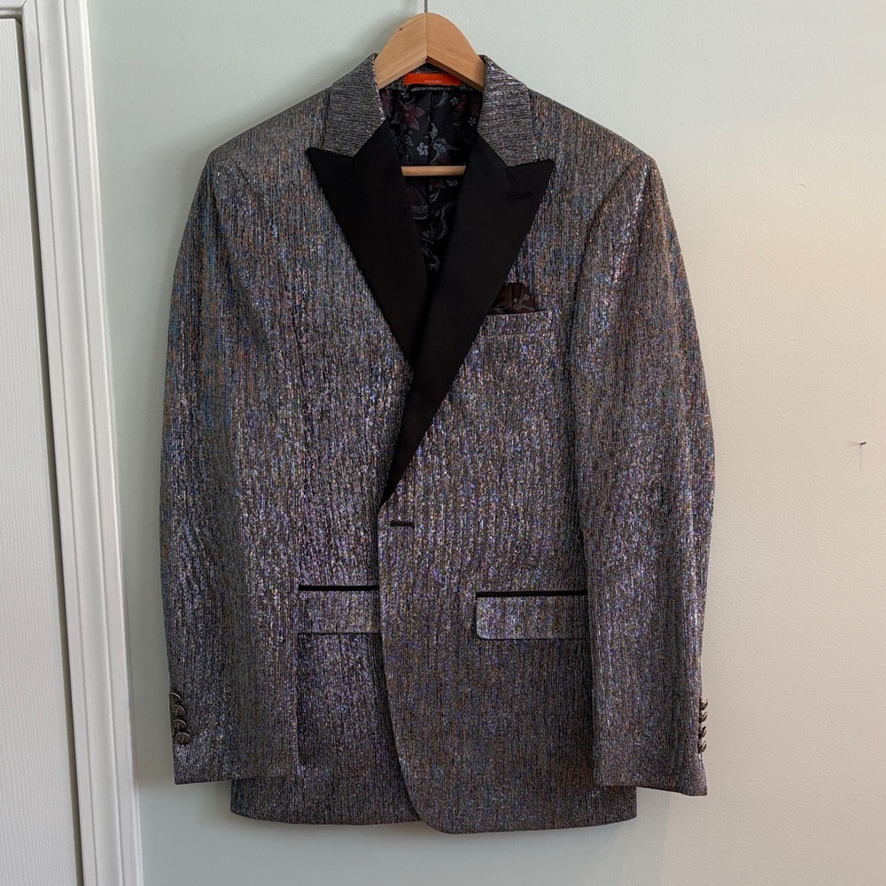 TALLIA Metallic Blazer with Black Lapel
